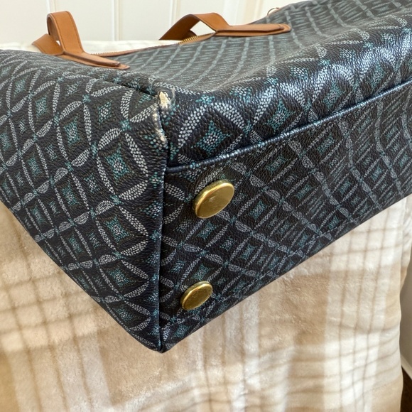 Fossil Large Sydney Shopper Tote- Blue Geometric Pattern - Picture 13 of 16